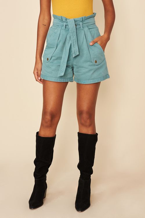 SHORT SARJA CLOCHARD C/ FAIXA -AZUL VINTAGE