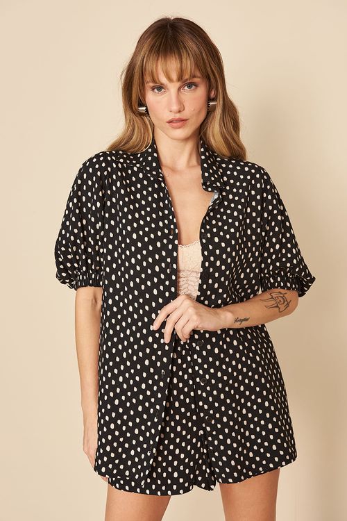 CAMISA LONGA ESTAMPADA POA -
EST POA PRETO