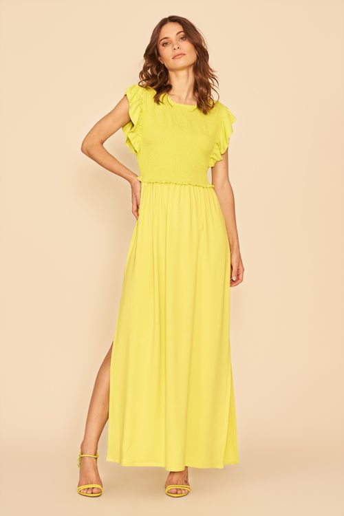 VESTIDO LONGO MIX TECIDO-NEON