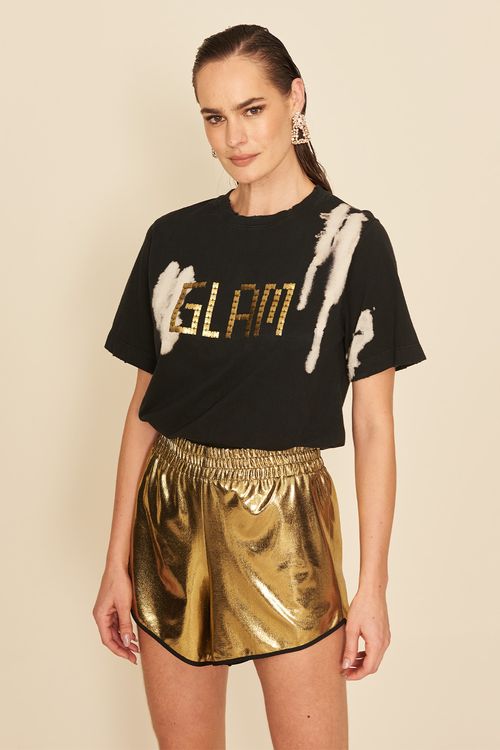 T Shirt Glam Bordado -
PRETO