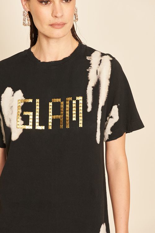 T Shirt Glam Bordado -
PRETO