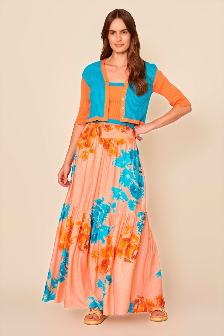 TWIN SET MG CURTA BICOLOR -CORAL P - CORAL - 188088