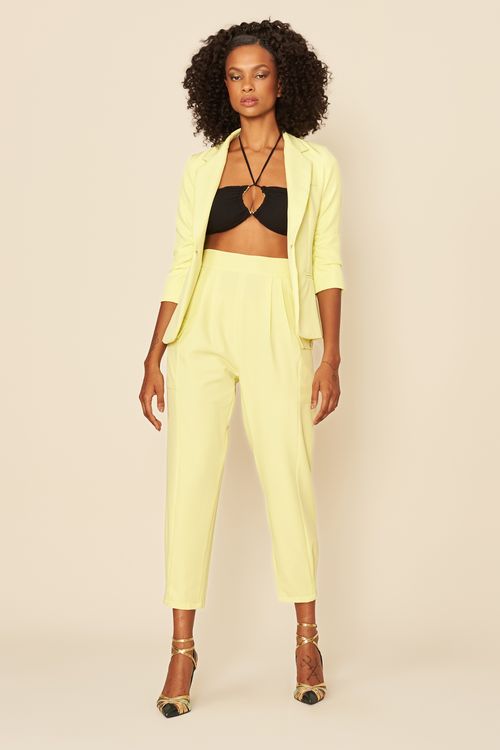 CALÇA CREPE ZIPER BARRA -
AMARELO NEON