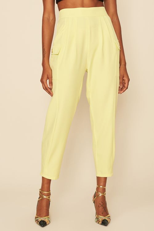 CALÇA CREPE ZIPER BARRA -
AMARELO NEON