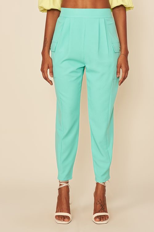 CALÇA CREPE ZIPER BARRA -
VERDE AGUA