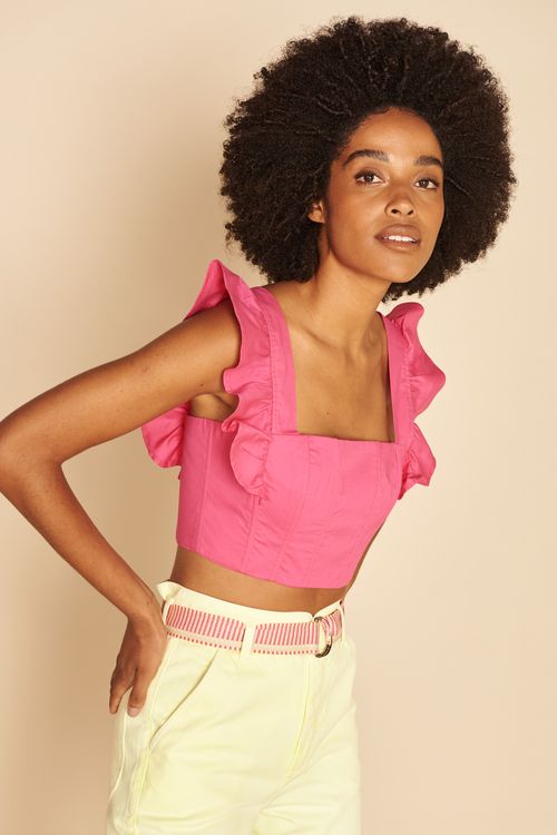 CROPPED TRICOLINE CORPETE -
HOT PINK