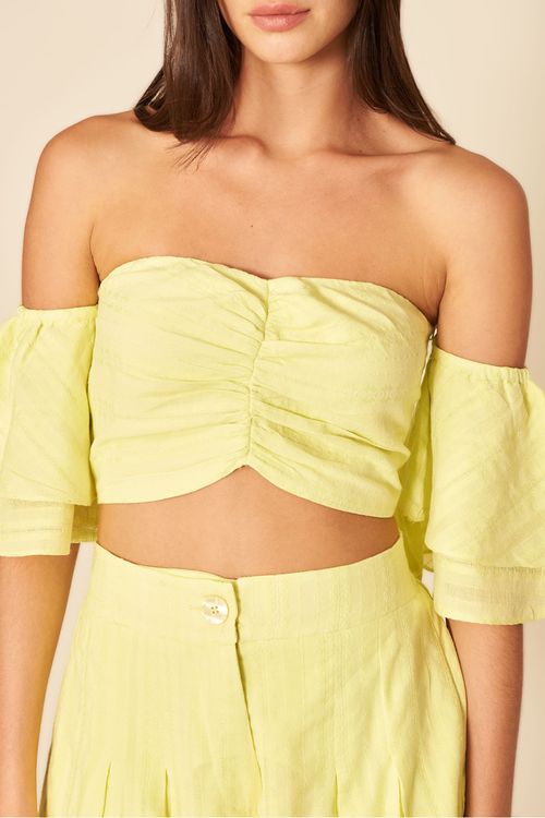 BLUSA OMBRO DE FORA -AMARELO NEON