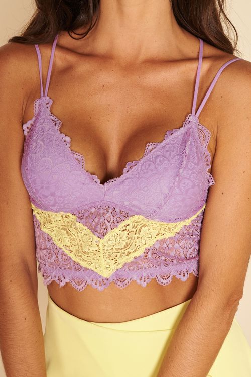 TOP BICOLOR RECORTES -
LILAS / AMARELO NEON