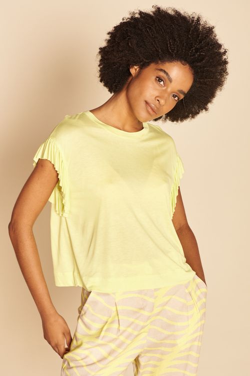 BLUSA MANGA BABADOS -AMARELO NEON