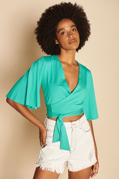 BLUSA MALHA TRANSPASSE -
AQUAMARINE