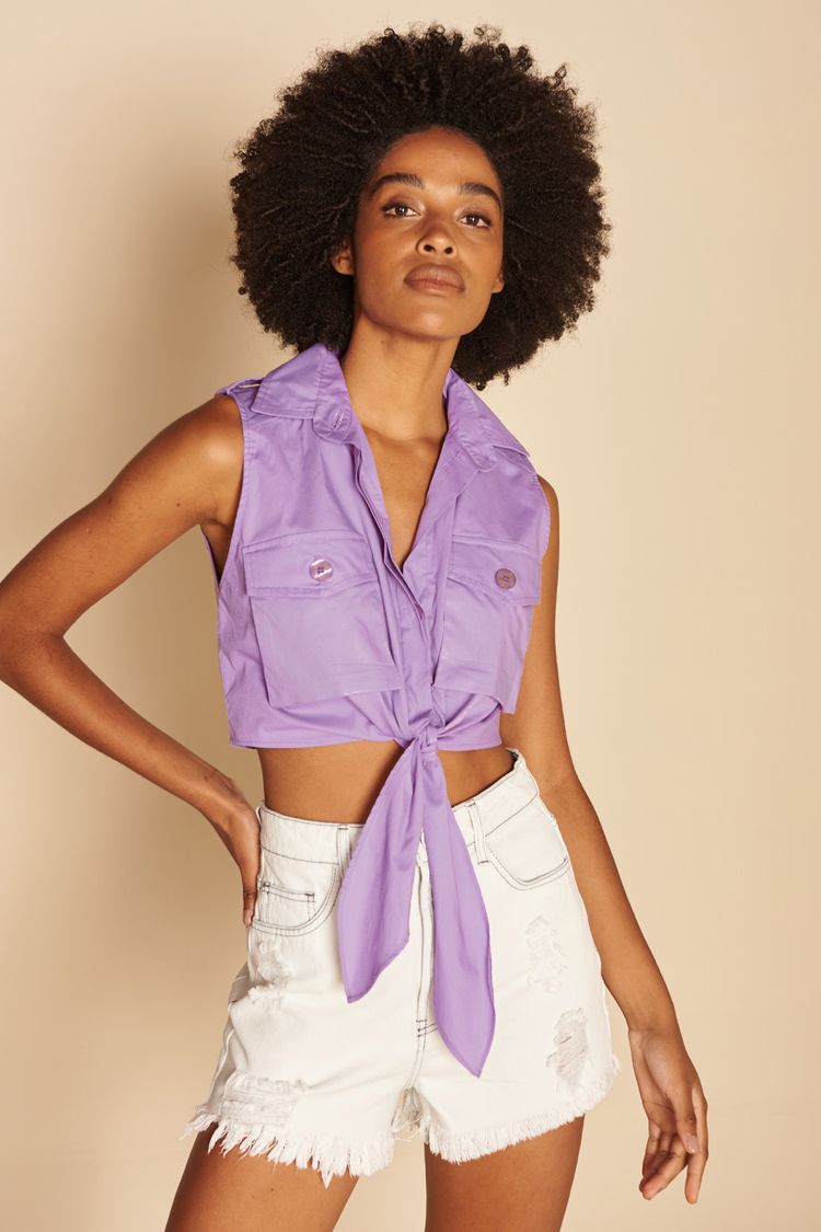 CAMISA SEM MANGA COM NÓ -
LILAS PP - LILAS - 191151
