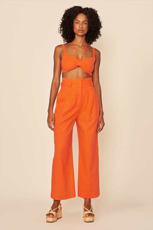 CALÇA LINHO WIDE LEG -
CORAL