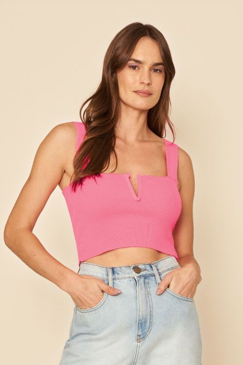 TOP DECOTE COM ARO -
ROSA NEON