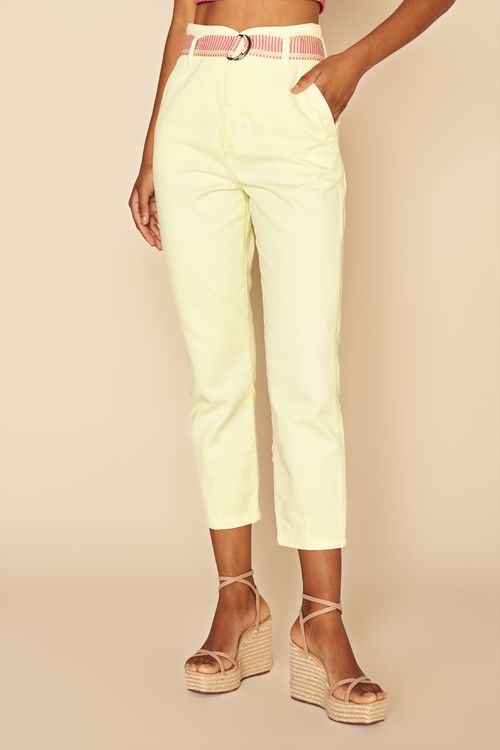 Calça Sarja Pence Barra -AMARELO NEON