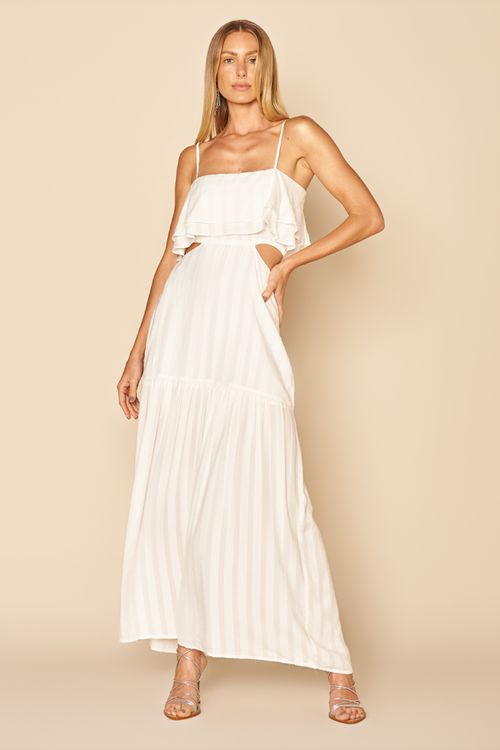 VESTIDO LONGO TOP BABADO-BRANCO