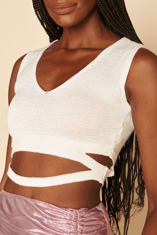 CROPPED FAIXA CINTURA TRICOT -
BRANCO