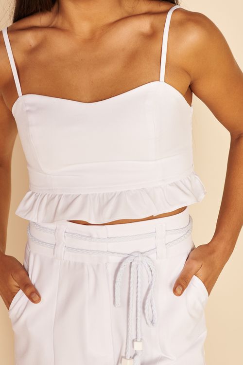 CROPPED CREPE COM BABADO -
BRANCO