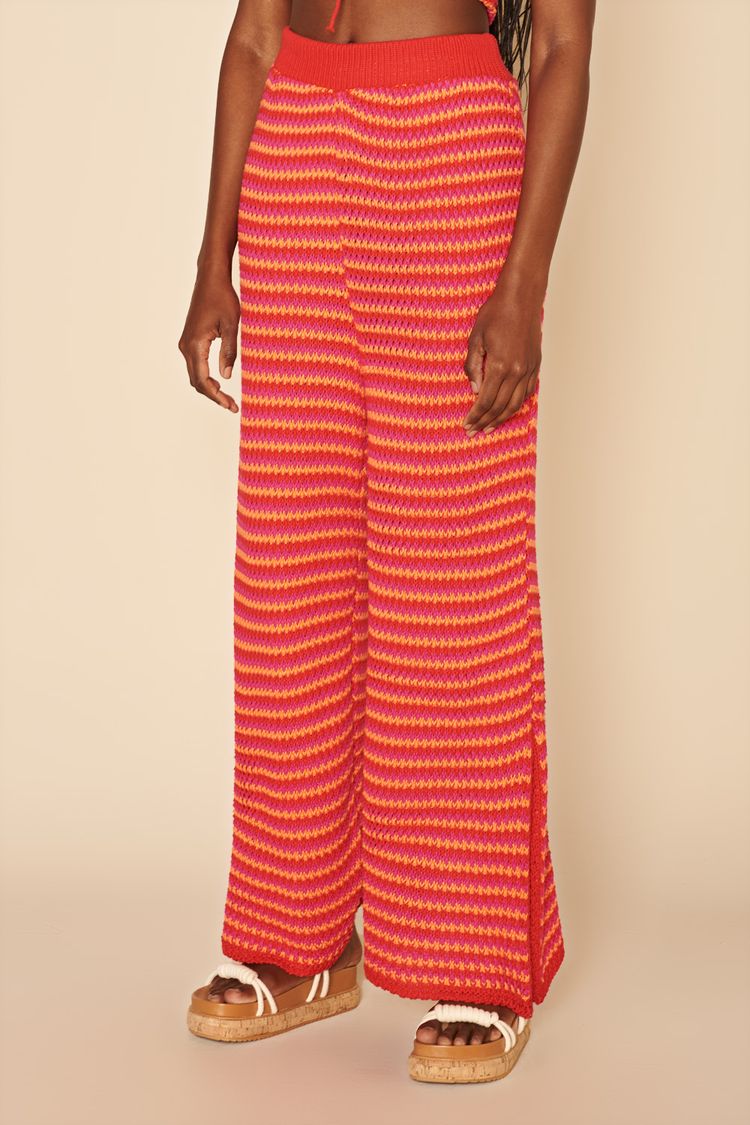 CALÇA PANTALONA COLORIDA TRICOT -COLORIDO M - COLORIDO - 194076
