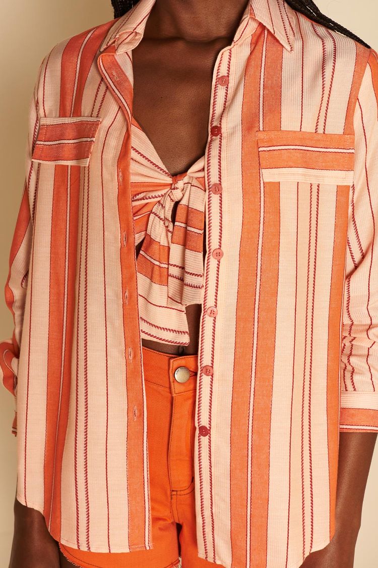 CAMISA BÁSICA LISTRADA -CORAL GG - CORAL - 194541