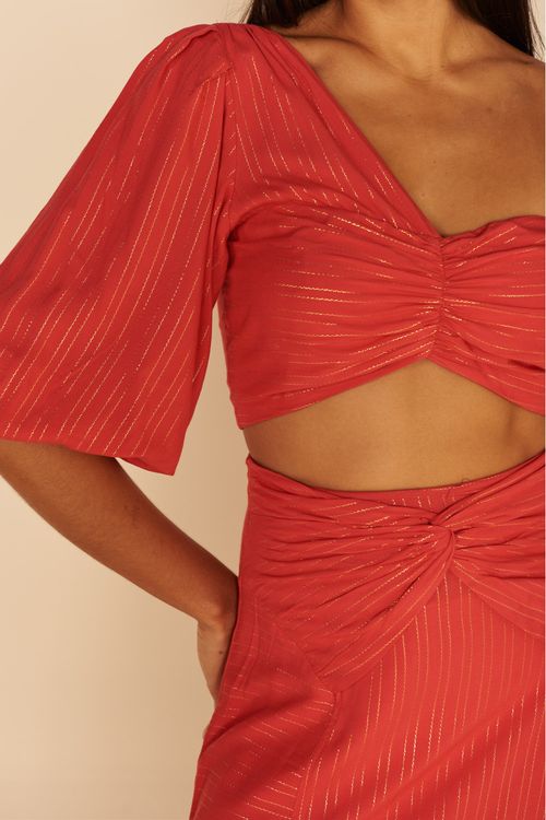 CROPPED UM OMBRO COM LUREX-VERMELHO