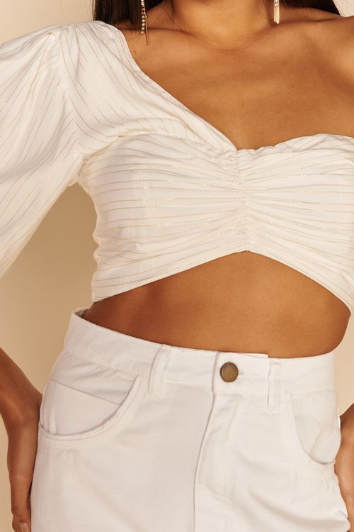 CROPPED UM OMBRO COM LUREX-BRANCO