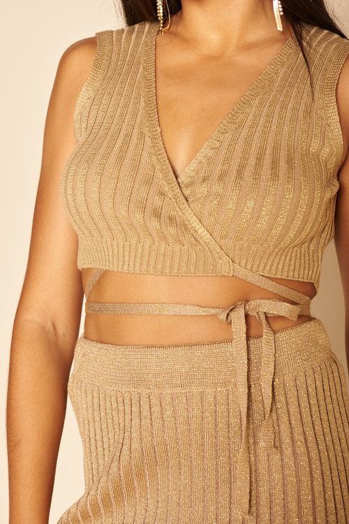 TOP TRICOT LUREX TRANSPASSADO -
DOURADO