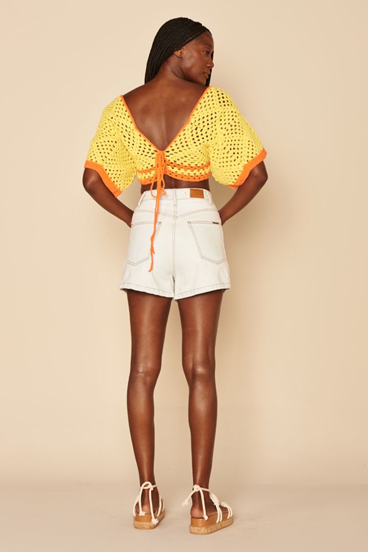 BLUSA CROCHÊ DECOTE V -SOL / CORAL PP - SOL / CORAL - 195085