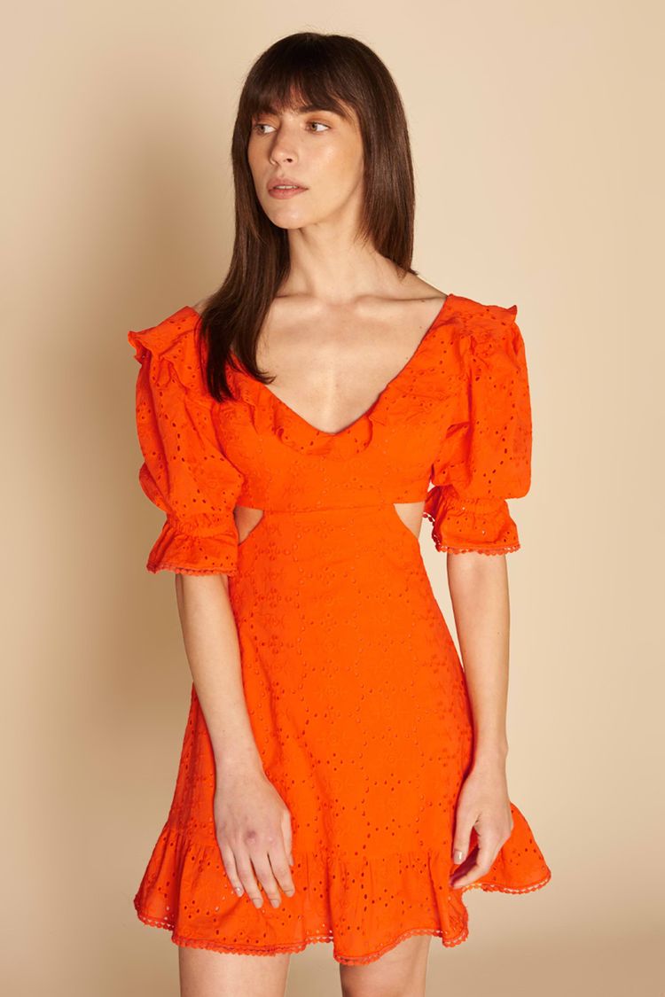 VESTIDO COM MANGA LAISE-CORAL PP - CORAL - 195260