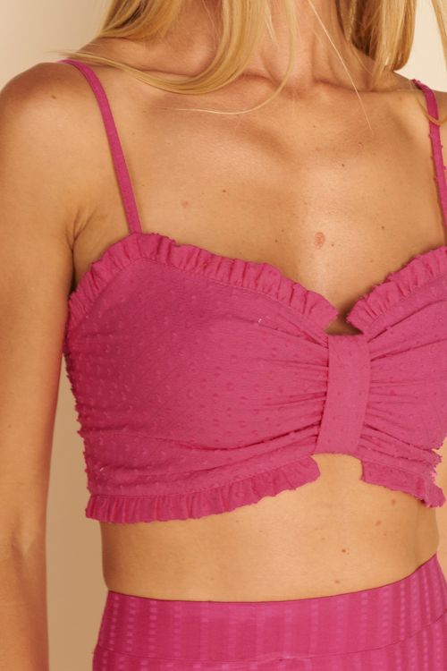 CROPPED COM BABADO -HOT PINK