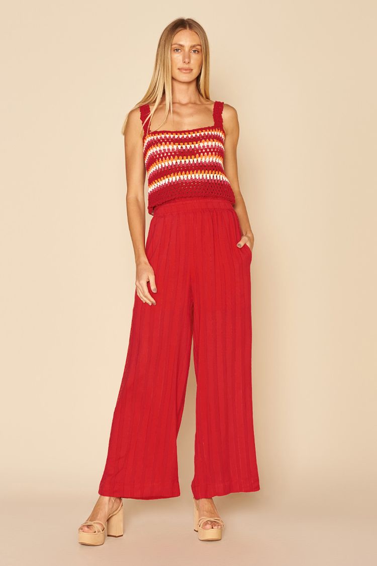 CALÇA PANTALONA SUPER AMPLA -VERMELHO P - VERMELHO - 196134