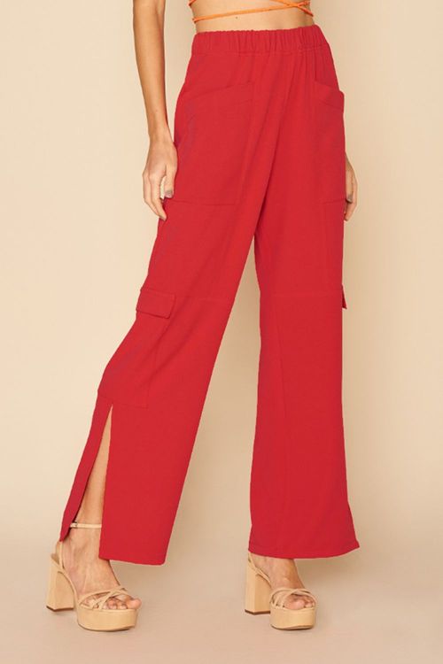 CALÇA CREPE CÓS ELÁSTICO -VERMELHO