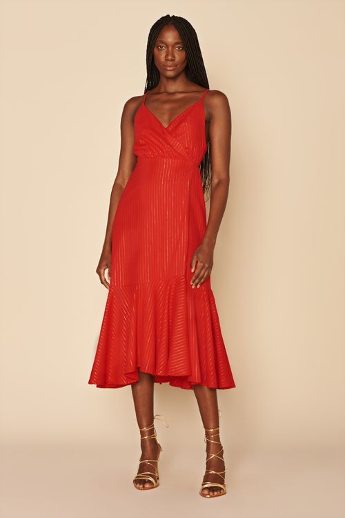 VESTIDO TRANSPASSE LUREX-VERMELHO