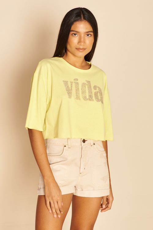 T-SHIRT SILK VIDA -AMARELO NEON