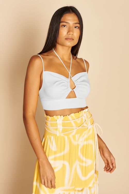 TOP CROPPED LINHO FRANZIDO -
BRANCO