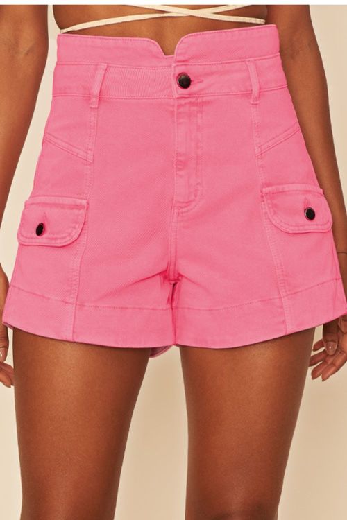 Short Sarja Bolso Cargo -ROSA NEON