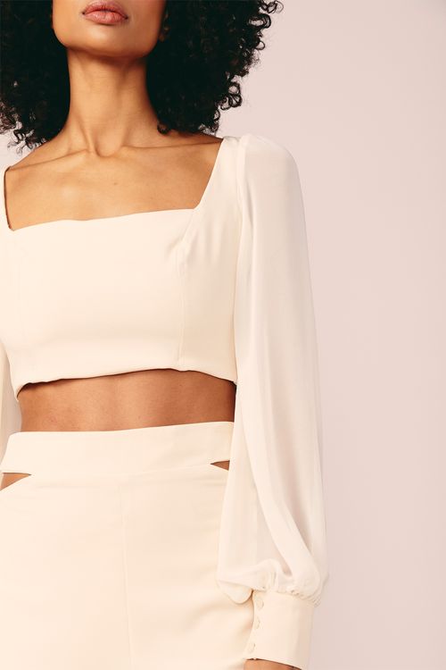 CROPPED CHIFFON -CREME