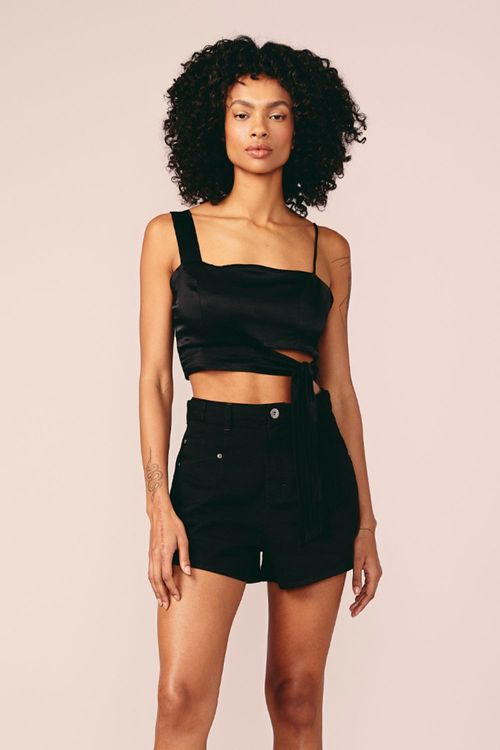 CROPPED ALCAS ASSIMETRICAS - PRETO