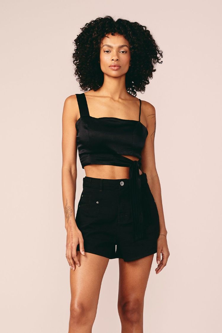 CROPPED ALCAS ASSIMETRICAS - PRETO P - PRETO - 197453