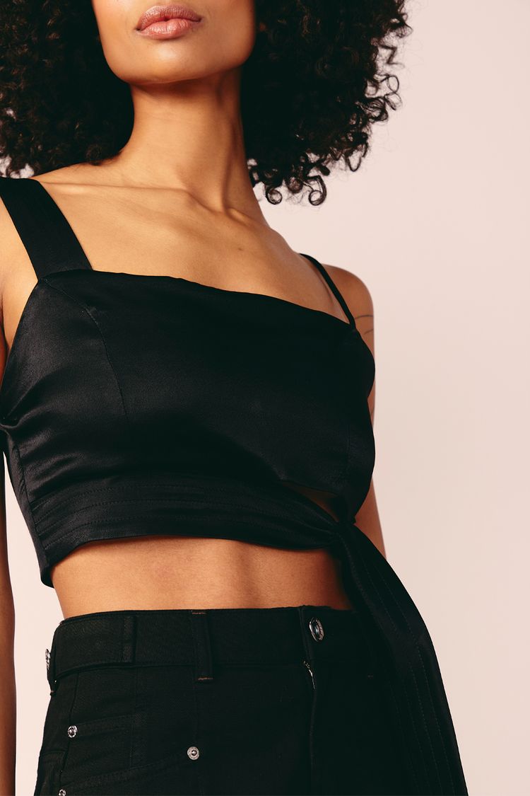 CROPPED ALCAS ASSIMETRICAS - PRETO P - PRETO - 197456