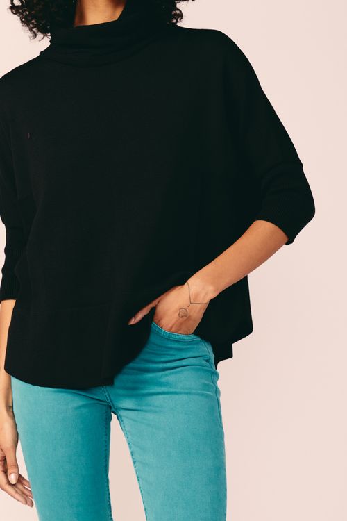 BLUSA AMPLA TRICOT -PRETO