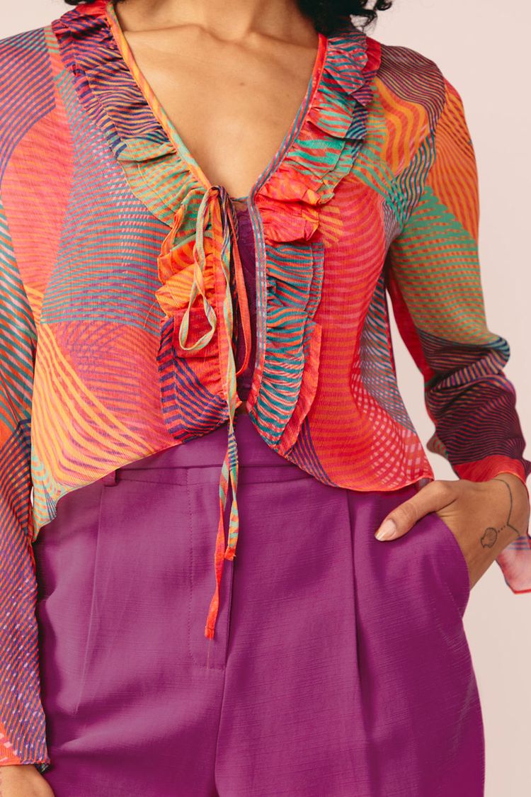 BLUSA TULE ESTAMPA RITMO SUPERCOLORIDO PP - EST RITMO SUPERCOLORIDO - 198247