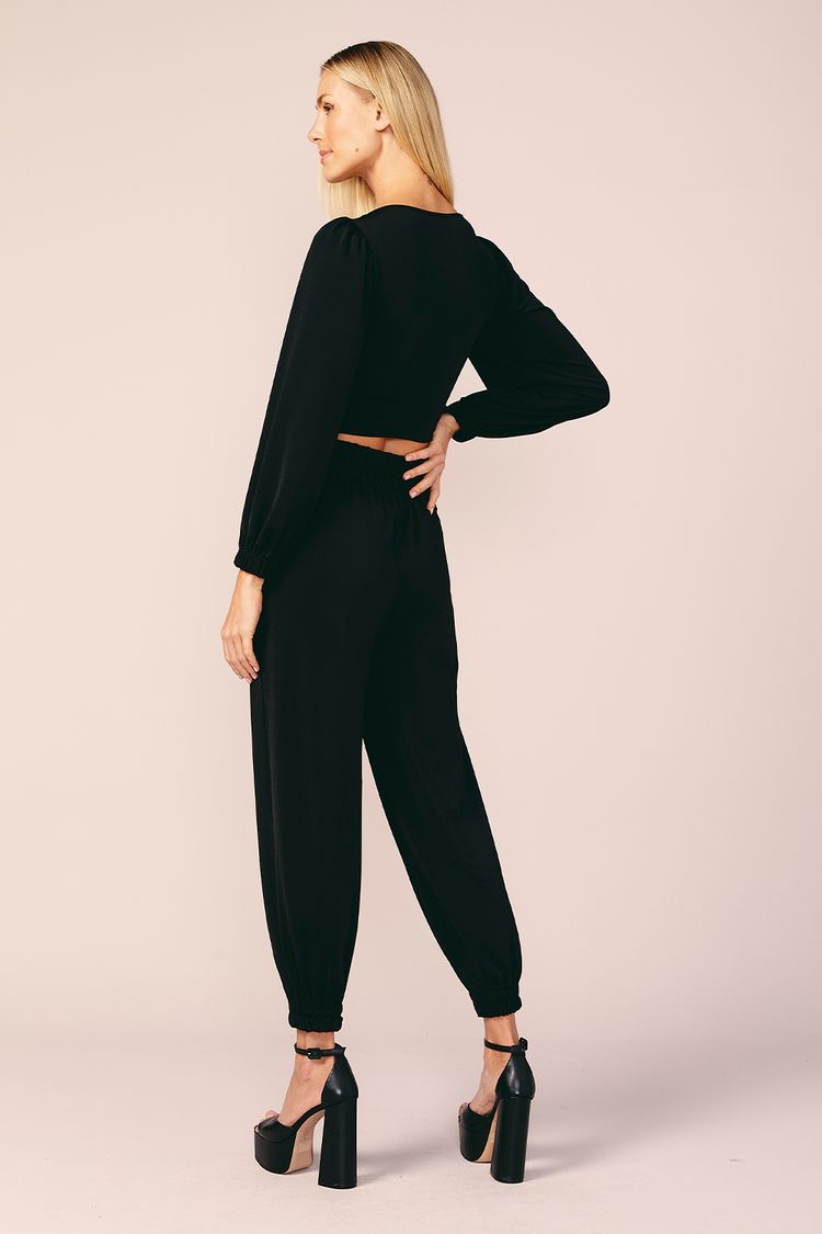 BLUSA CROPPED MOLETOM -PRETO P - PRETO - 198301
