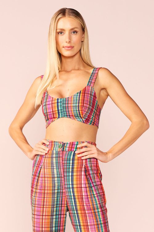 CROPPED EST XADREZ MULTICOLOR -EST XADREZ MULTICOLOR