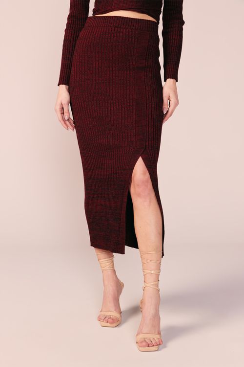 SAIA MIDI TRICOT MESCLADA -MARSALA