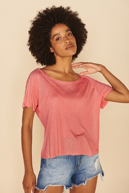 BLUSA CANOA MANGA CURTA -MELANCIA