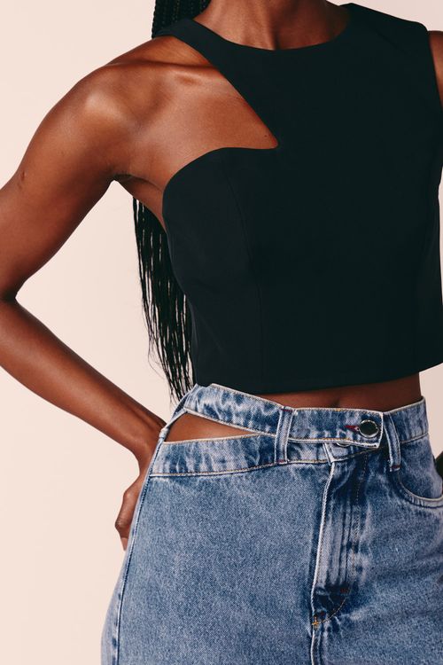 CROPPED ASSIMETRIA -PRETO