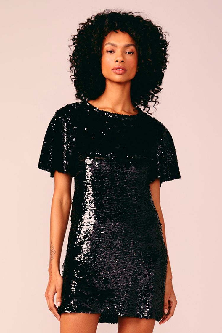 VESTIDO CURTO PAETE-PRETO P - PRETO - 199067