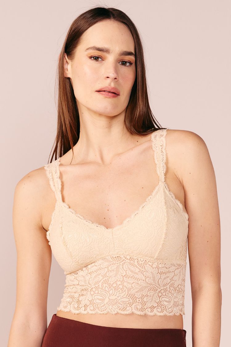 TOP RENDA ALONGADO -CREME P - CREME - 199278