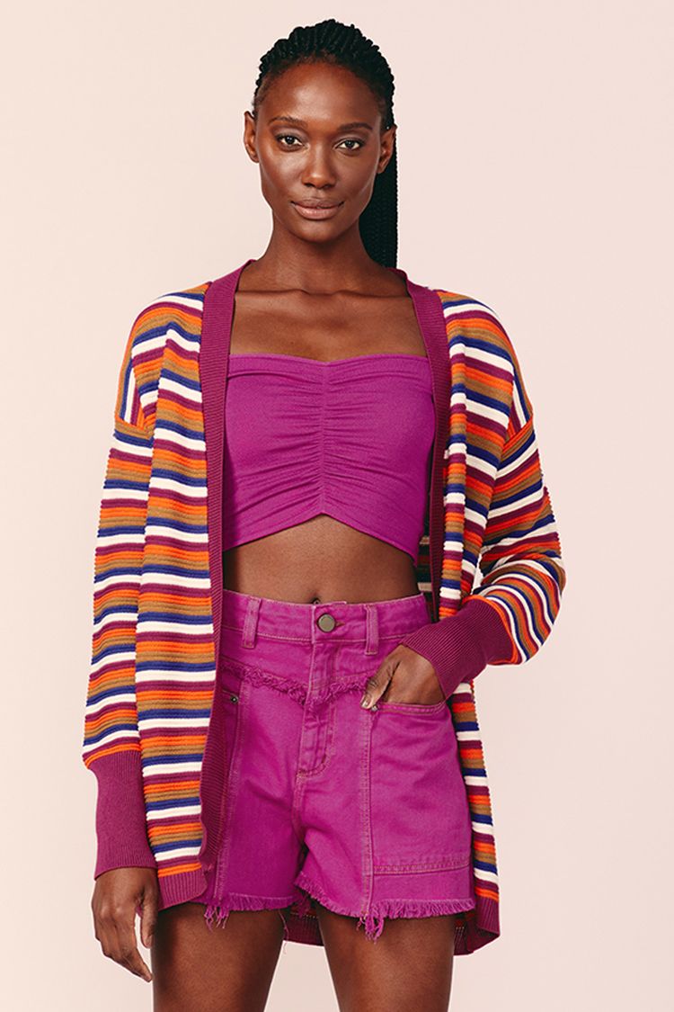 CARDIGAN TRICOT COLORIDO -
LISTRADO P - LISTRADO - 199479