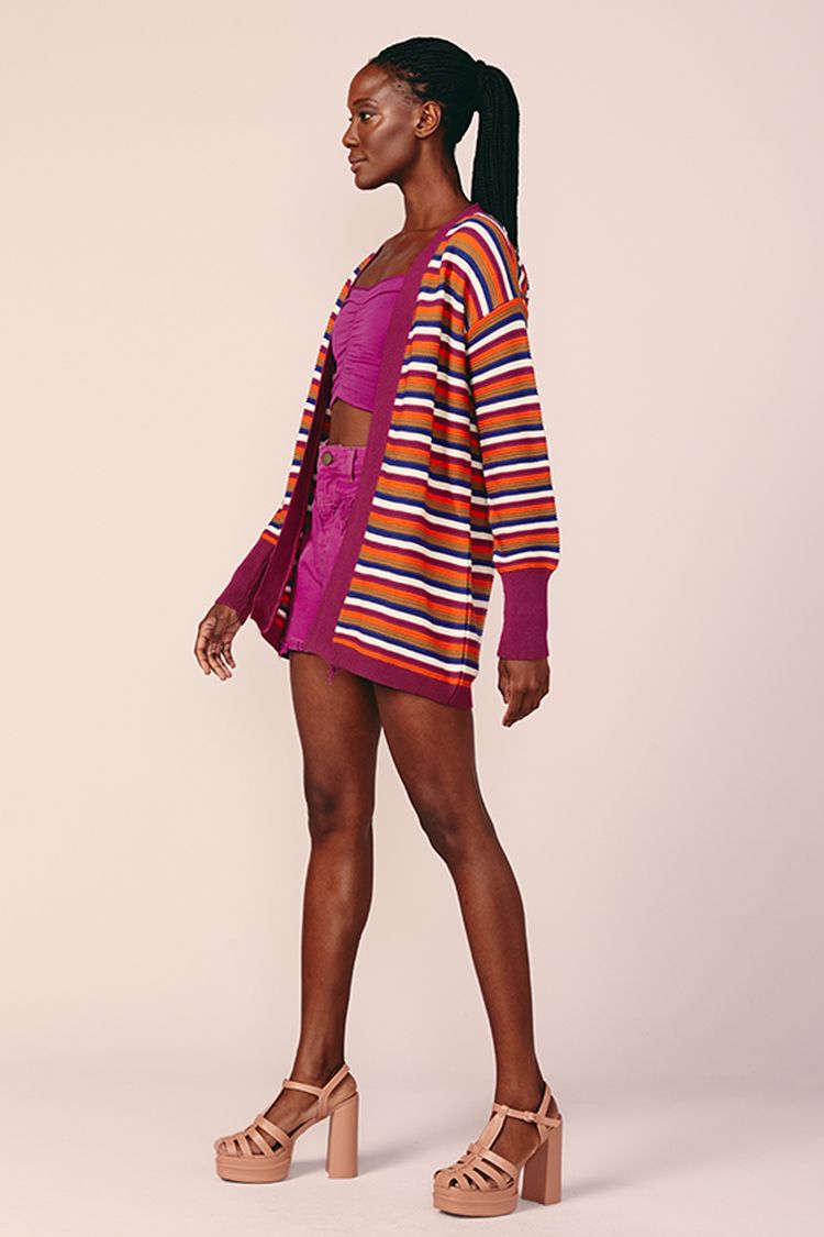 CARDIGAN TRICOT COLORIDO -
LISTRADO P - LISTRADO - 199480